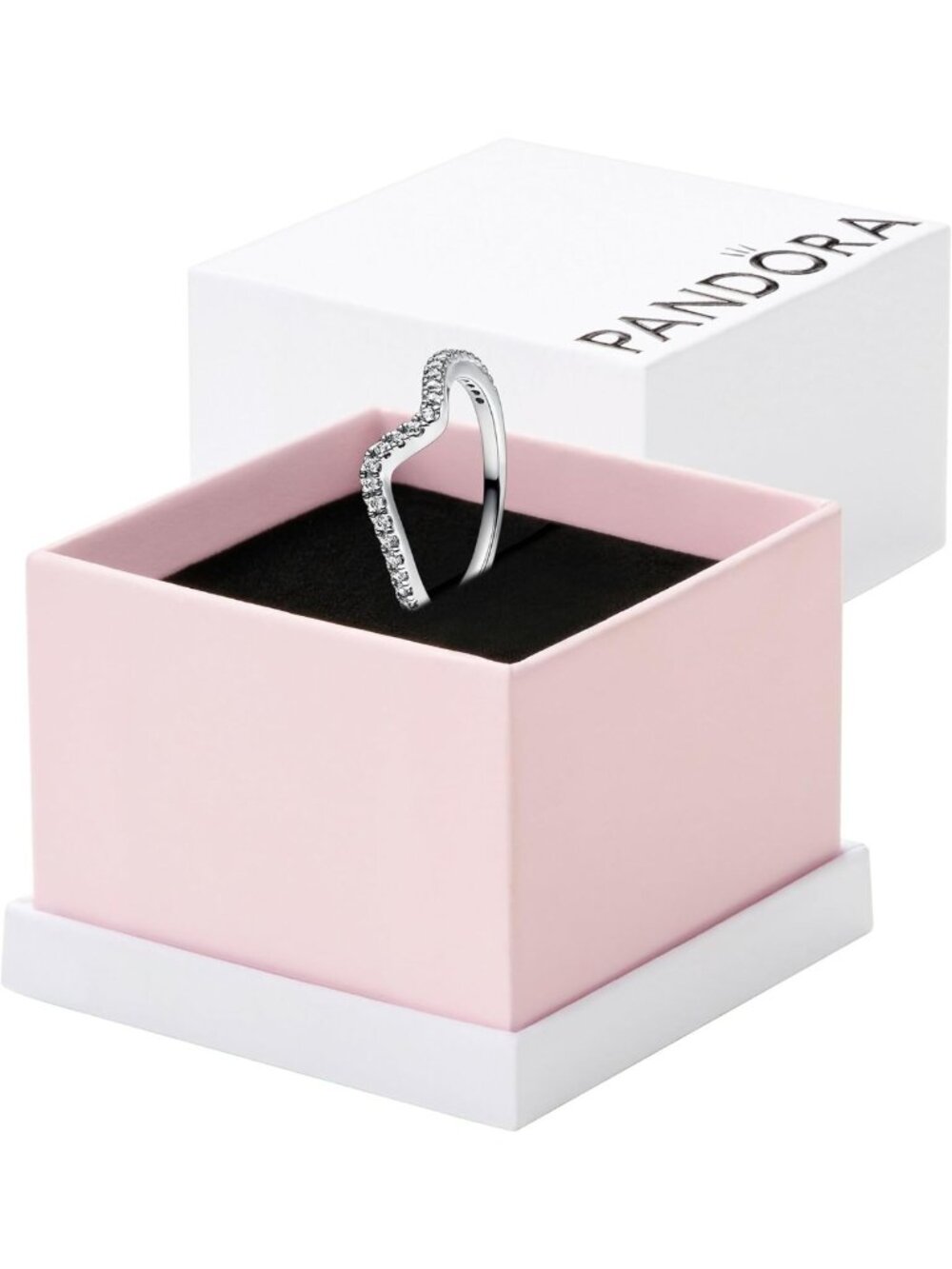 Sparkling Wave Stackable Ring for Women - Sterling Silver & Clear CZ - Gift